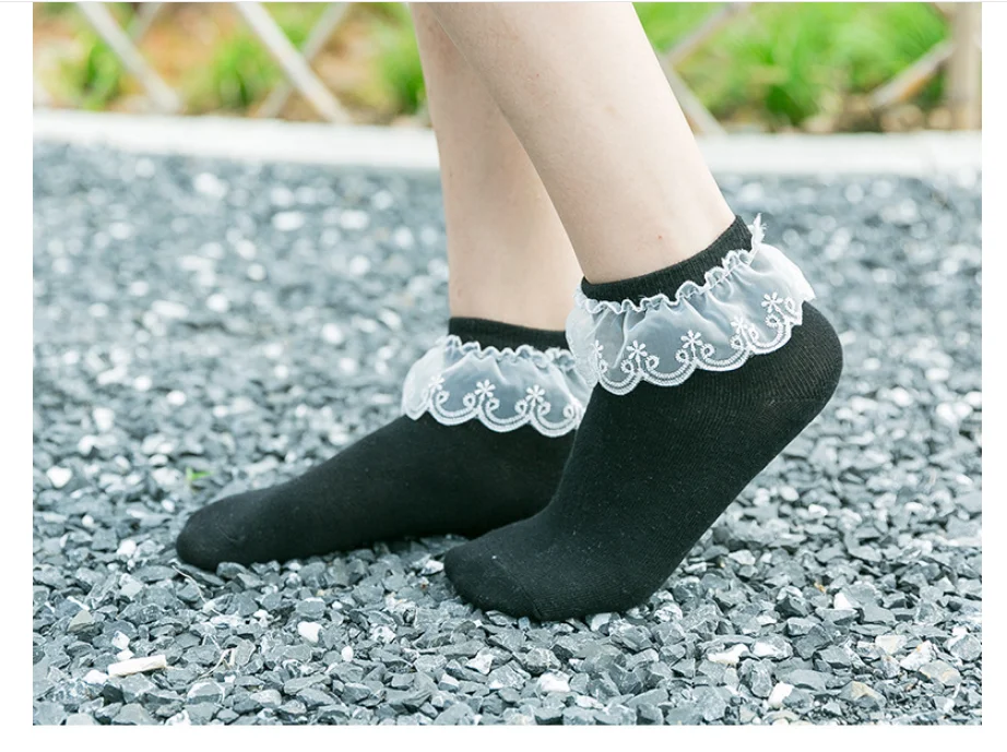 10pairs/lot! 2021 New Fashion Lace Stitching Cotton Socks Wholesale