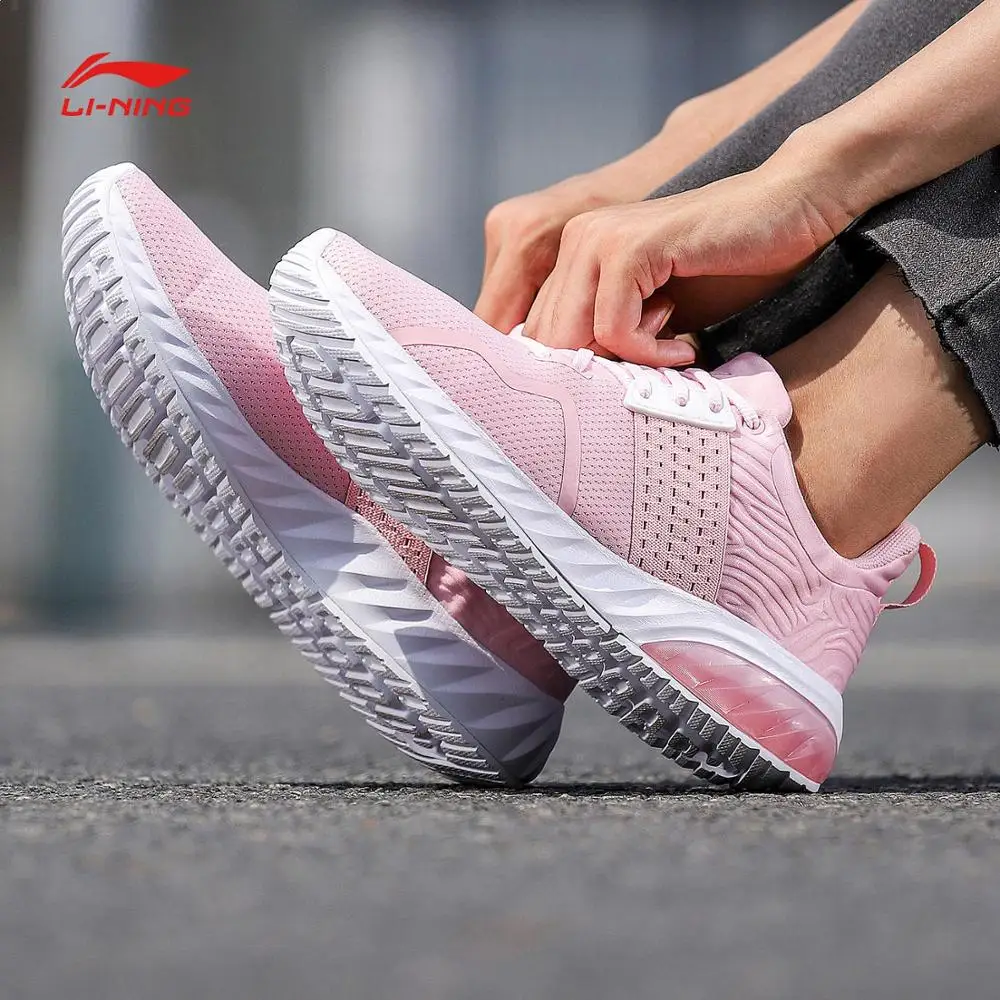 Li-Ning/Женская гелевая блестящая прогулочная обувь; износостойкая нескользящая подкладка; классическая удобная спортивная обувь; кроссовки; AGCN074 SJAS18