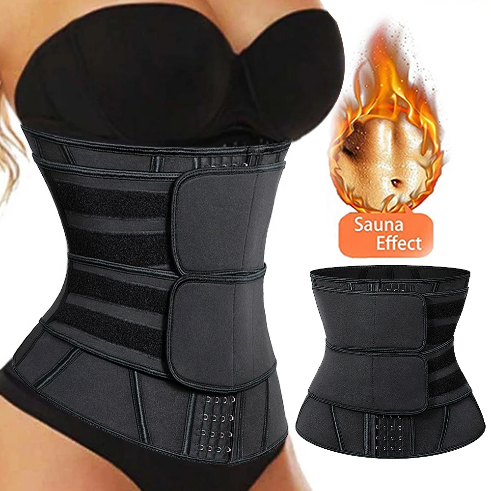 Women Waist Trainer Corset Sauna Sweat Faja Sport Girdle Slimming Shaper Abdominal Trimmer Belt Straps Modeling Black Plus Size