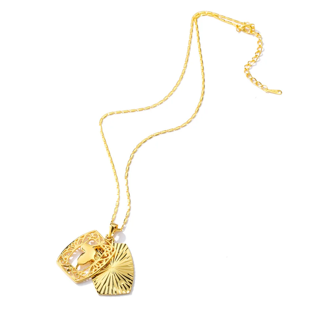 

Personality Gold Plated Africa Map Pendant Necklace for Men Women Short Chain Hip Hop Chain Jewelry Party Gifts