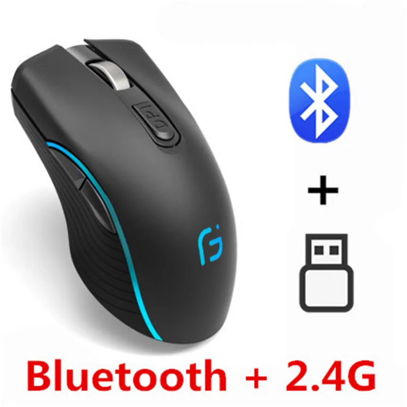 Беспроводная игровая мышь 2 в 1 светодиодный 2400 DPI Bluetooth 5 0 + 4 ГГц | Компьютеры и офис