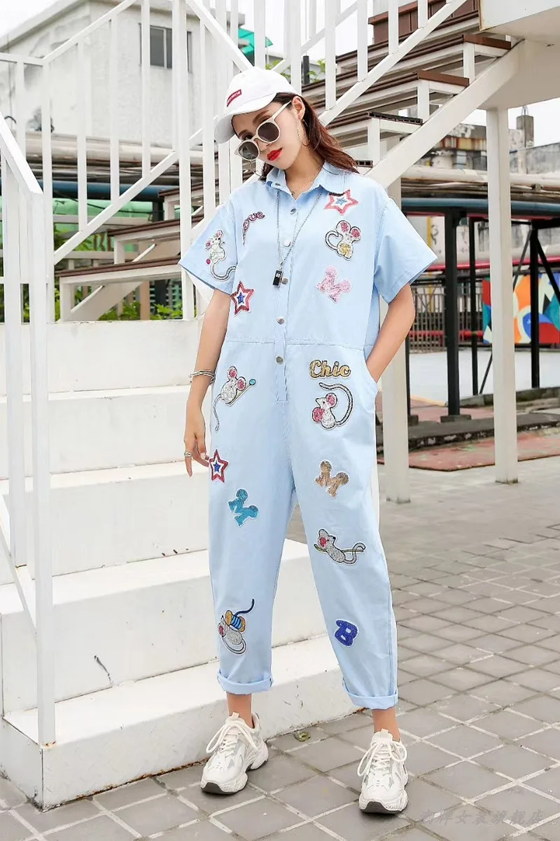 

Ladies jumpsuit women 2020 new summer Thailand tide brand sequins loose overalls high waist slimming jumpsuit