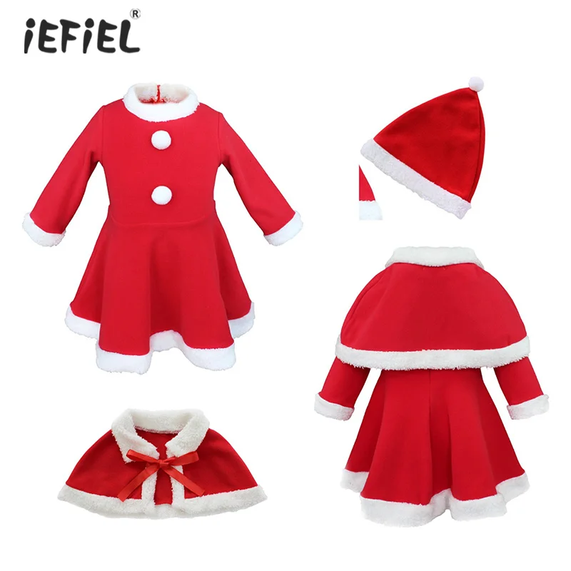 Iefiel/красное рождественское платье Санта Клауса для новорожденных девочек