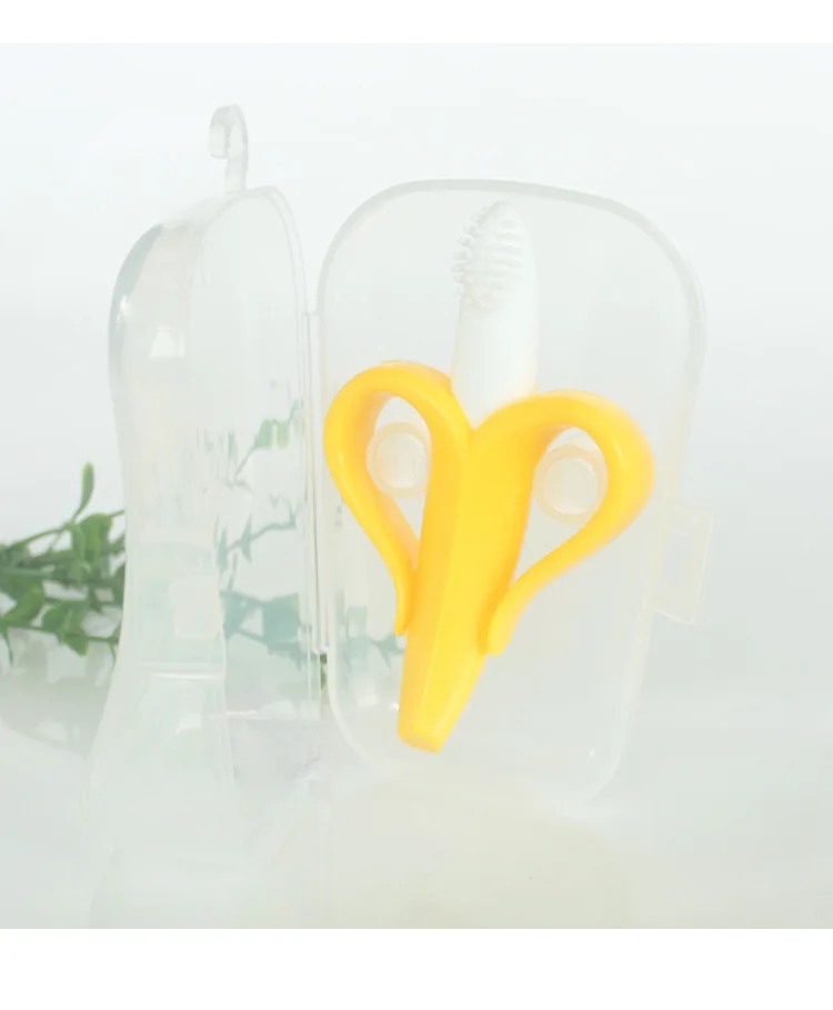 Детская силиконовая учебная зубная щетка BPA Free в форме бананов Безопасный