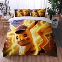 pokemon three piece 3d printing quilt cover pillow case of pet elf animation peripheral pokemon series childrens gifts