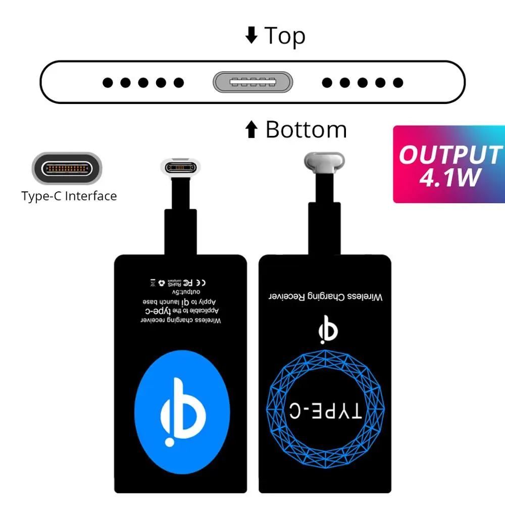 FONKEN USB беспроводной зарядный приемник Универсальный Android Micro usb type-C Qi Беспроводное зарядное устройство Модуль зарядного устройства для мобильного телефона - Тип штекера: Type C 4.1W