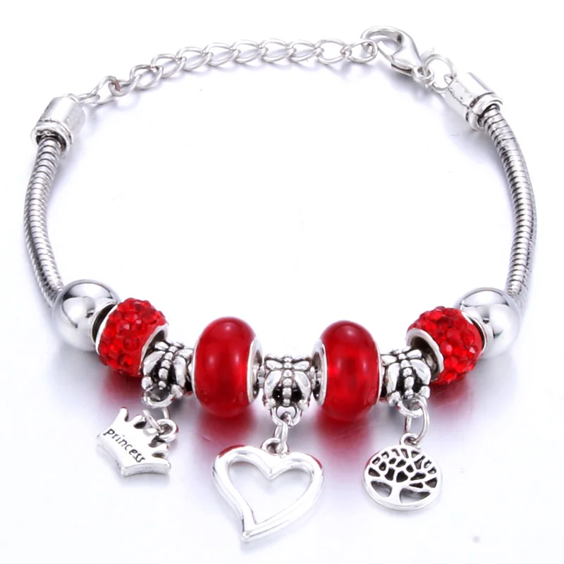 Синий Романтическая любовь DIY браслет с подвесками Love Heart ключ и замок браслет для Для женщин, ювелирное изделие, рождественские Новое поступление на год подарок - Окраска металла: Синий