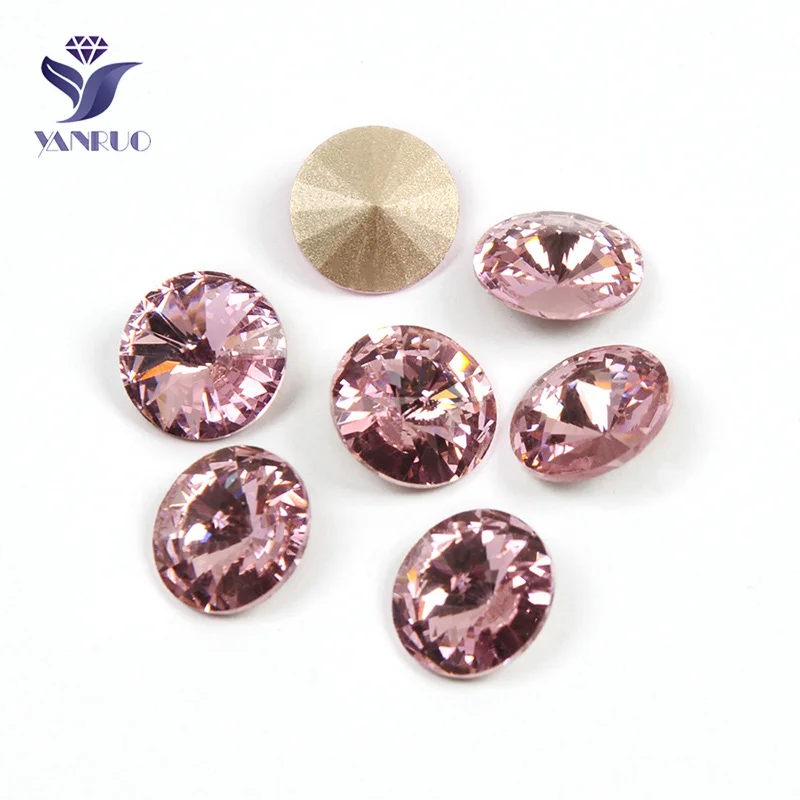 Light Rose Yanruo 1122 стакан Rivoli пришить хрустальные бусины элементы оптом золотые стразы с Стразы остроконечной формы для камнями и стразами - Цвет: Light Rose