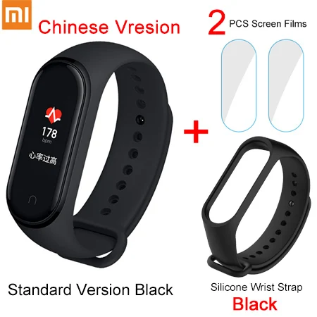 CN Add Strap Films Xiaomi Mi Band 4 фитнес браслет управление музыкой Bluetooth 5,0 AMOLED сенсорный экран AI монитор сердечного ритма - Цвет: CN Add Strap Films