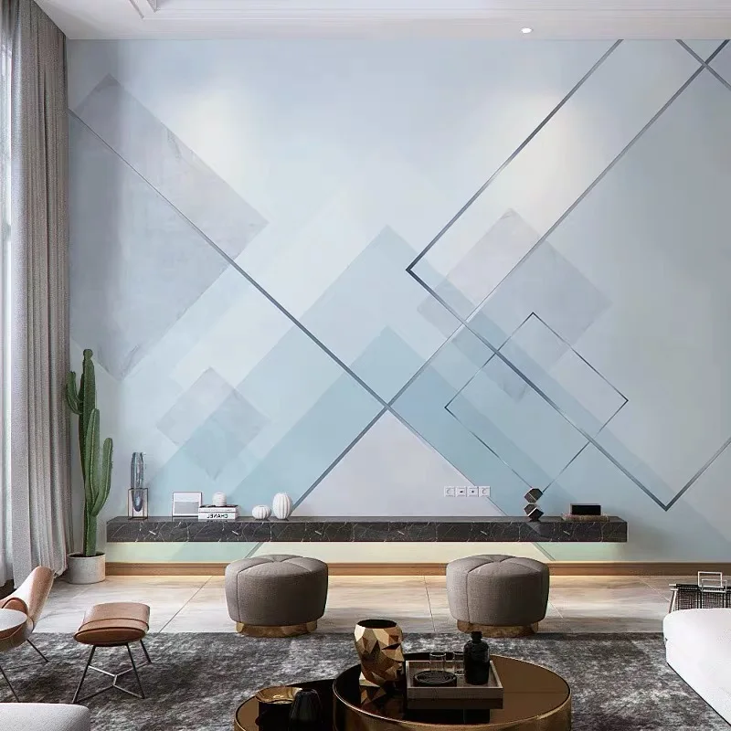 Bacal papel de pared Custom wallpaper fashion 3d photo mural stereo geometric abstract Blue Square background | Обустройство дома
