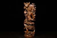 7 old china buddhism boxwood wood carved lotus guanyin kwan yin buddha statue