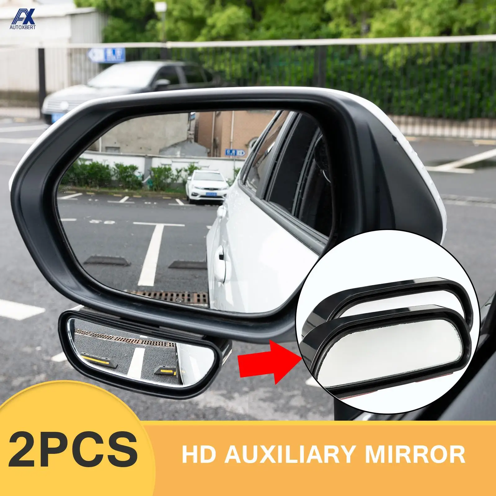 2Pcs 360 Degree Stick On Blind Spot Mirror Car Reverse Parking Road Safety Wide Angle Convex Rearview Auxiliary Rear View Mirror