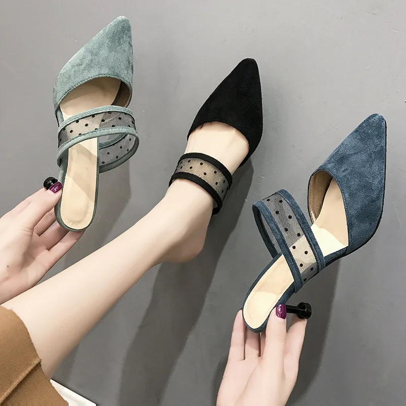 Модная пикантная женская обувь на высоком каблуке Женские шлепанцы Новинка 2020