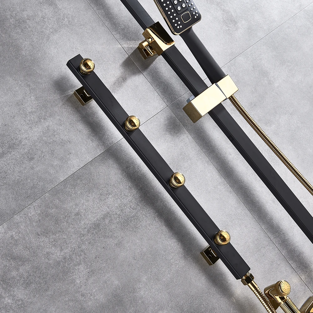 Набор для душа Senducs черного и золотого цвета роскошный латунный смеситель ванной