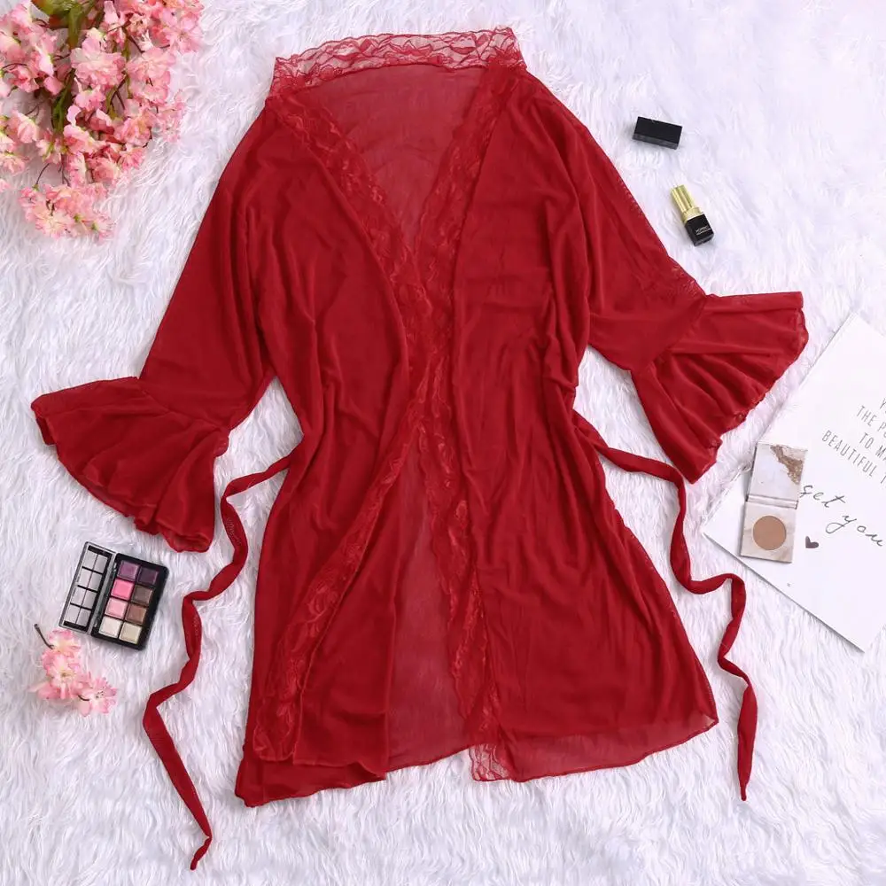 Сексуальное женское белье кружевная пижама однотонный прозрачный топ ночная