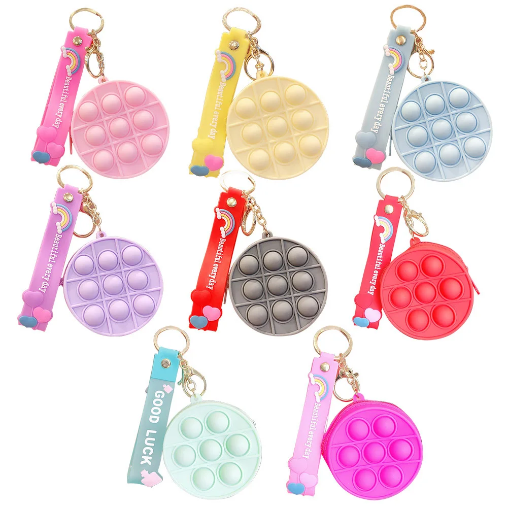 

Антистрессовый пузырьковый Кошелек для монет, пресс для монет, пакетик для хранения с ионным прессом и брелоком, для детей и взрослых, Интер...