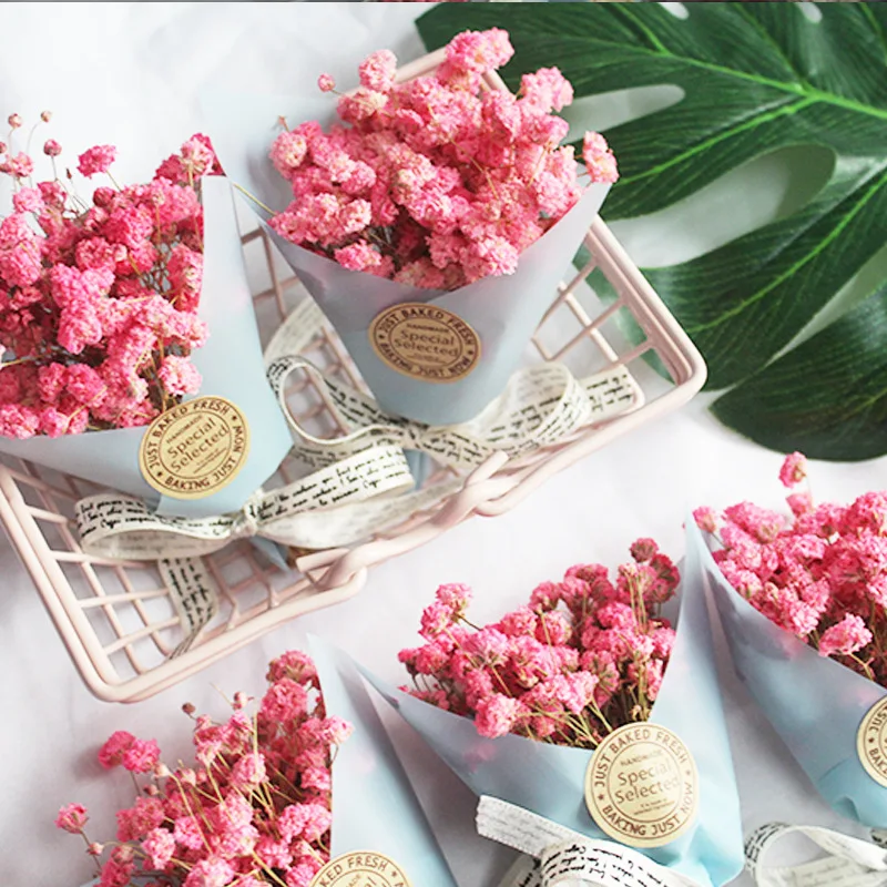 

1PCS Mini Dried Gypsophila Flower Bouquet Wedding Candy Box Gift Home Decoration Photography Props Fake Wreath Branch