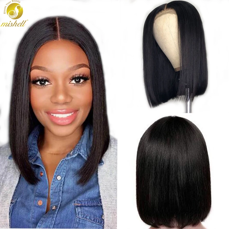 Straight Bob Human Hair Wigs 4X4 Straight Bob Wig For Women Remy Lace Closure Bob Wigs With Baby Hair