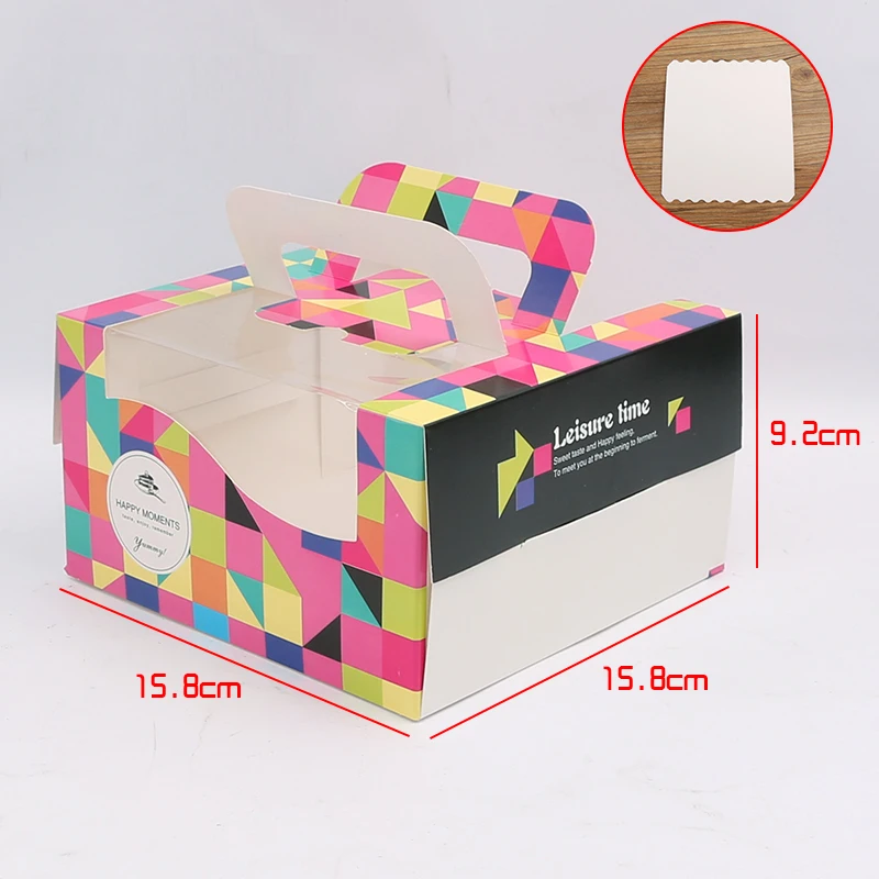 4 inch Mousse Cheese Square Portable cake box transparent window Mini Packing Party Festival Wedding Birthday Gift pastry Baked | Дом и сад