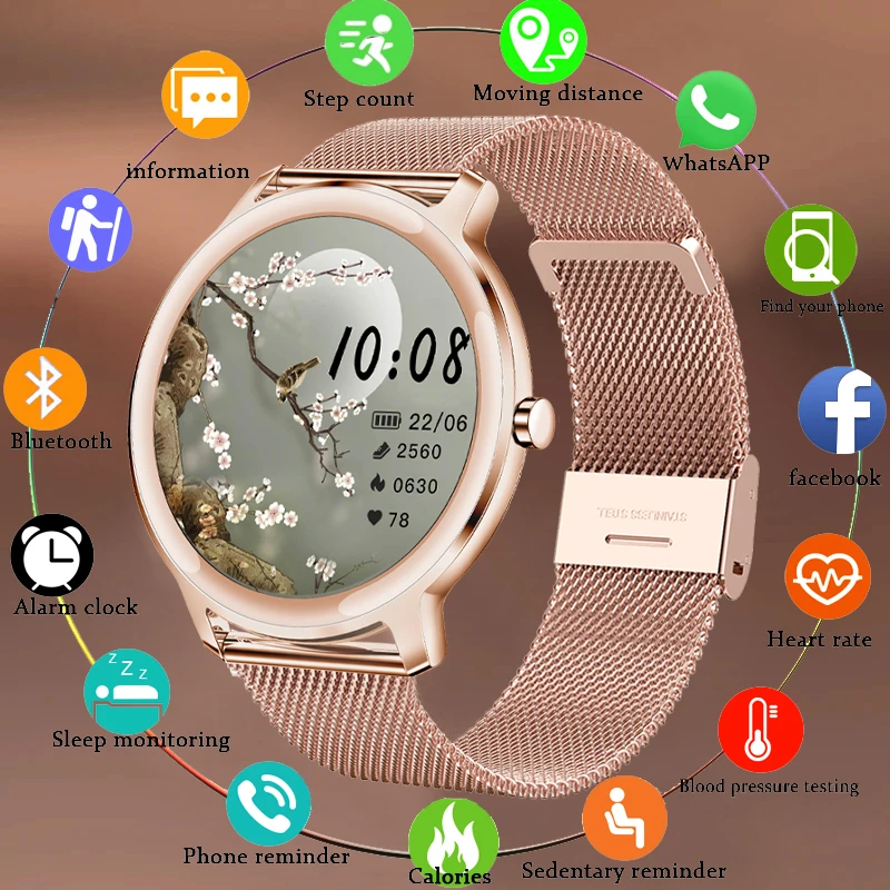 

LIGE New Smart watch Ladies Full Touch Screen Sports Fitness watch IP67 waterproof Bluetooth For Android iOS Ladies Smart watch