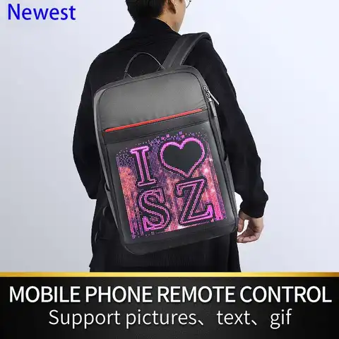 Новинка 4,0, умный светодиодный рюкзак, светодиодный экран, динамический рекламный рюкзак «сделай сам» с беспроводным Wi-Fi управлением, мотоц...