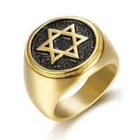 fashion judaism hexagram ring for men women stainless steel star of david jewish punk ring male birthday gift