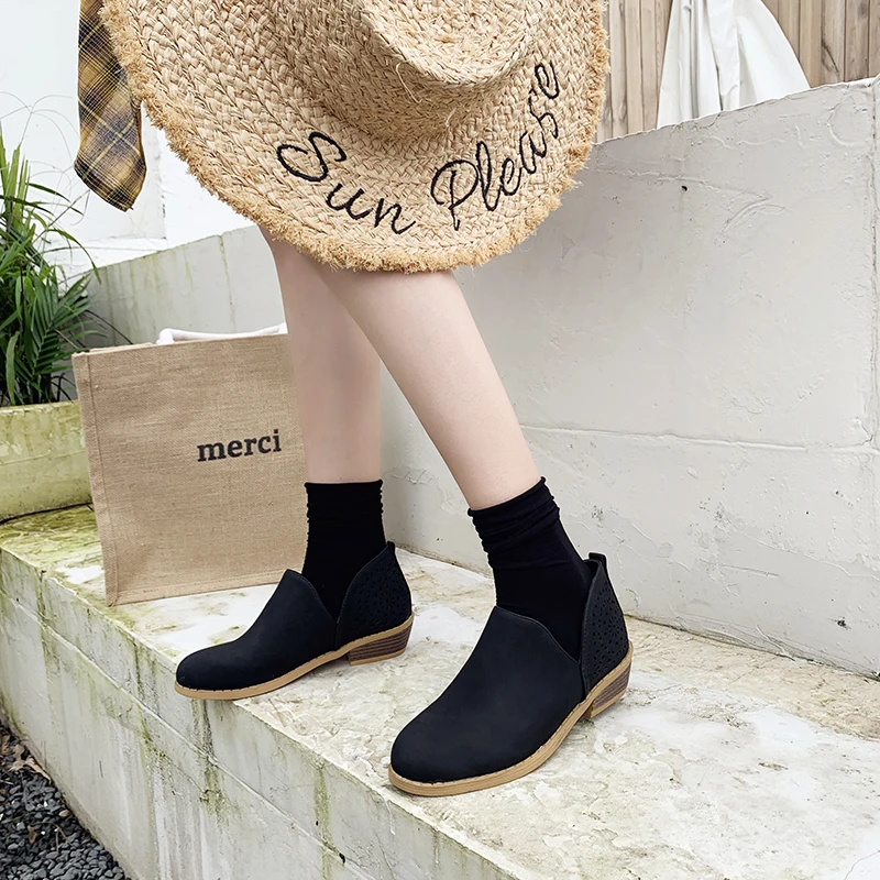 

New Plus Size Casual Shoes Block Heels Shoes Sexy Ladies Pumps Women Shoes Woman Pumps Pointed Toe Slip on Shallow Hollow Pumps