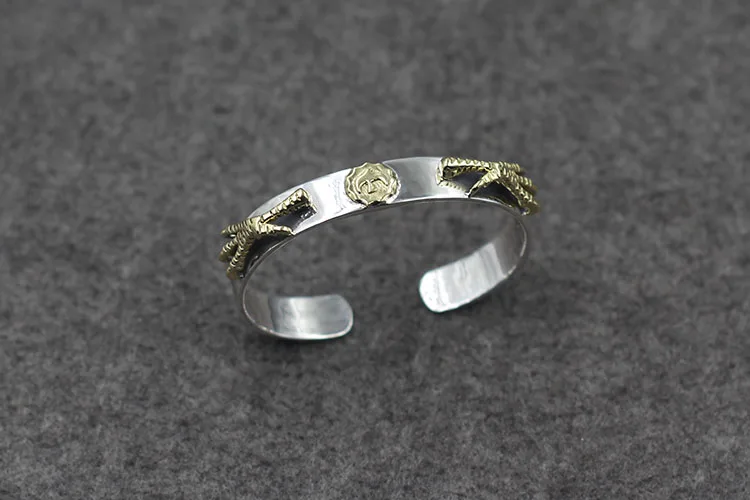 Открытый браслет из стерлингового серебра S925 персонализированный ретро-браслет