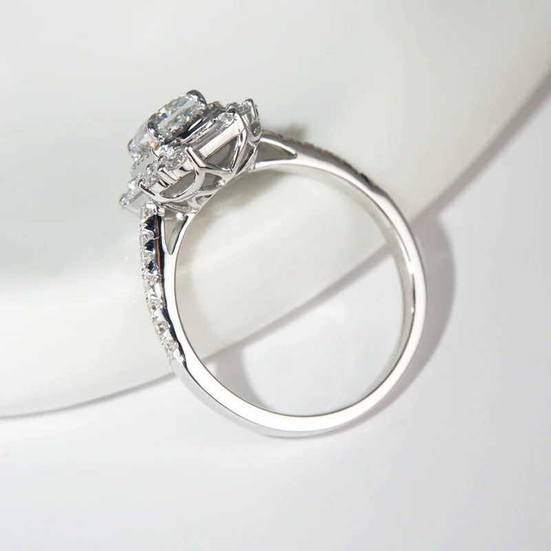 18K goldr ring 1ct D VVS moissanite Engagement&ampWedding Jewellery with certificate 028 | Украшения и аксессуары