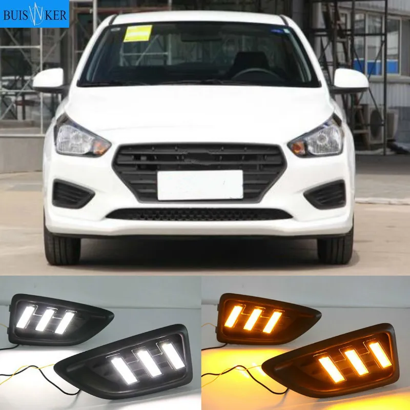 

Для Hyundai Accent Hyundai Solaris Verna 2017 2018 светодиодный DRL Дневной светильник противотуманная фара автомобиля 12V для бега светильник s