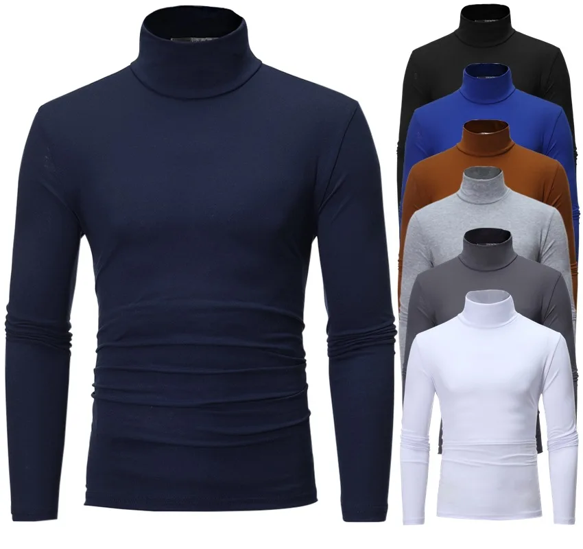

NEW Men's autumn high collar thin long sleeve T-shirt bottoming shirt tide