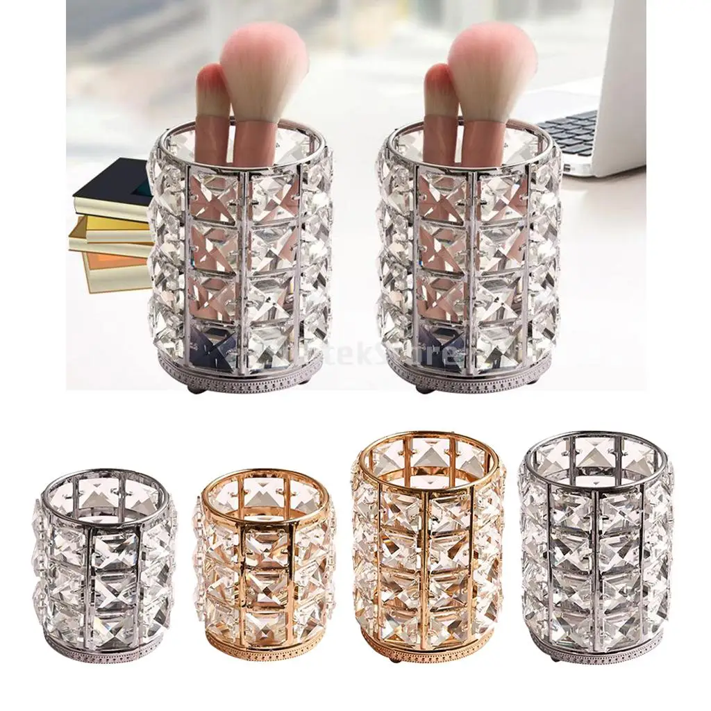 

Clear Makeup Brush Holder Organizer Crystal Bling Personalized Comb Brushes Pen Pencil Jewelry Storage Box Container