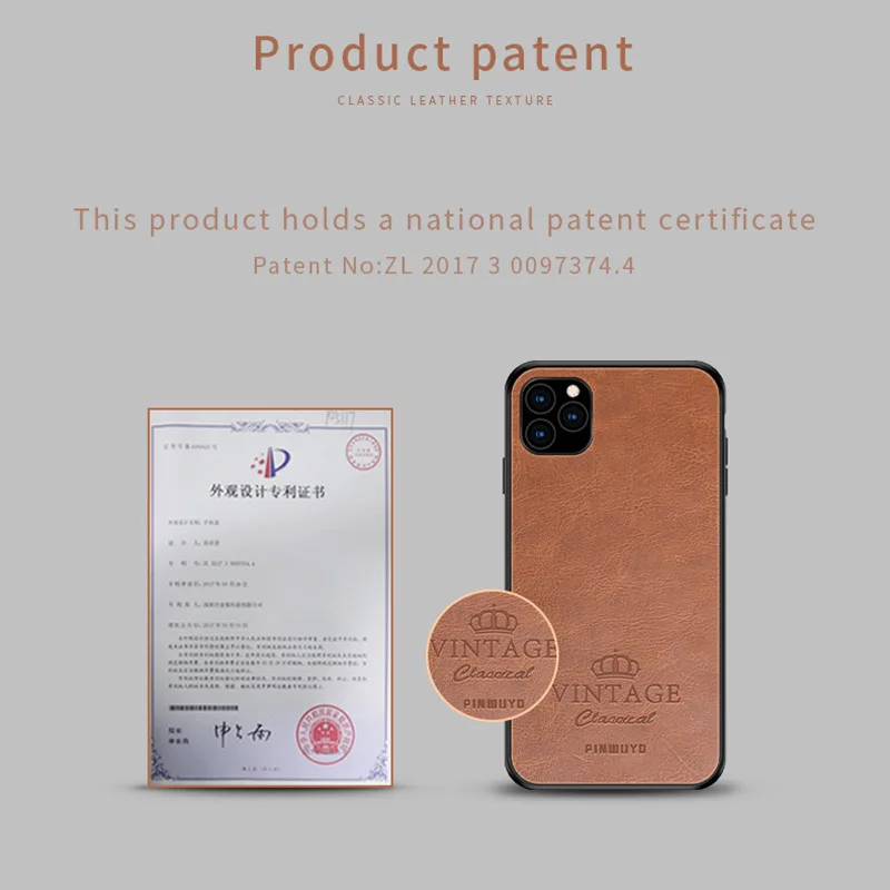 Для iPhone 11 Pro Max 6,5 ''PINWUYO чехол для iPhone 11 6,1'' ретро кожаный мягкий край Жесткий Чехол для iPhone 11 Pro 5,8''
