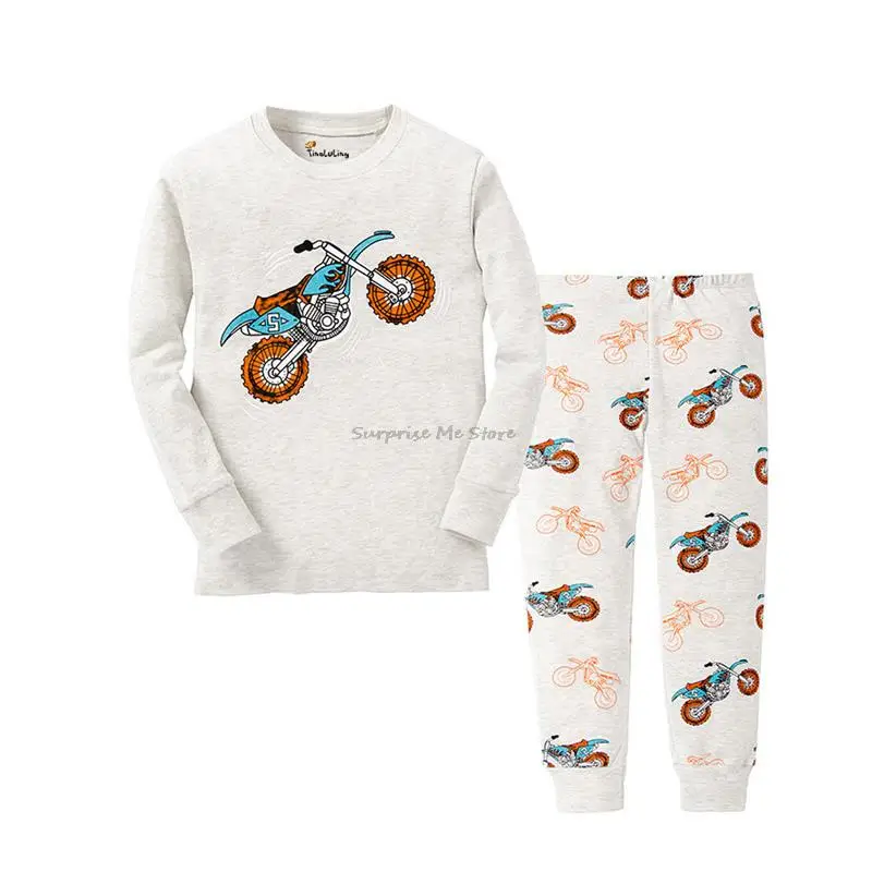 Baby Girls Long Sleeve Cotton Pajamas Sets Kids Pijamas Infantil Nightwear Boys motorcycle Sleepwear Toddler Cartoon pyjama | Мать и