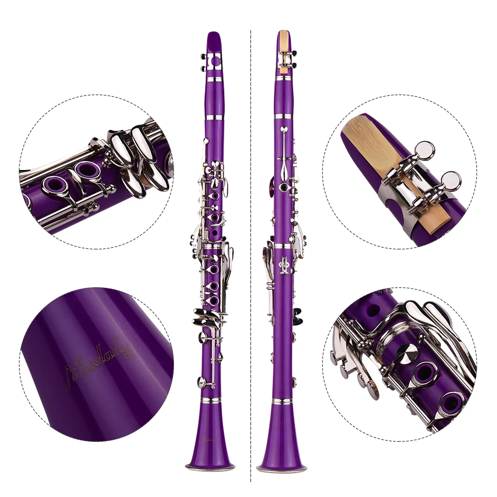 Muslady 17 клавишным кларнет в строе Bb плоская подошва для переноски Чехол перчатки