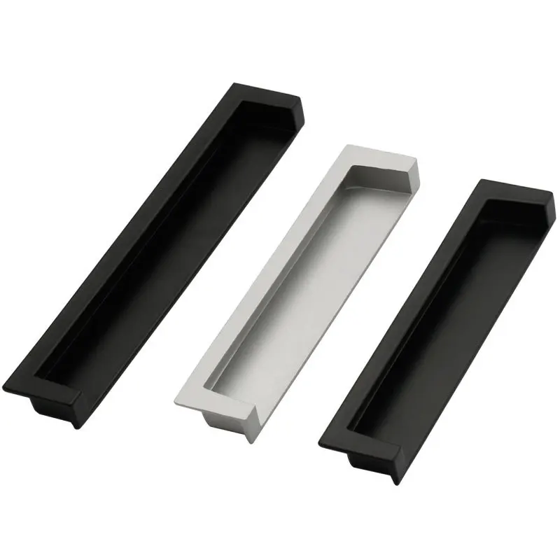 Траншейная невидимая Встраиваемая темная ручка для раздвижных дверей ящиков