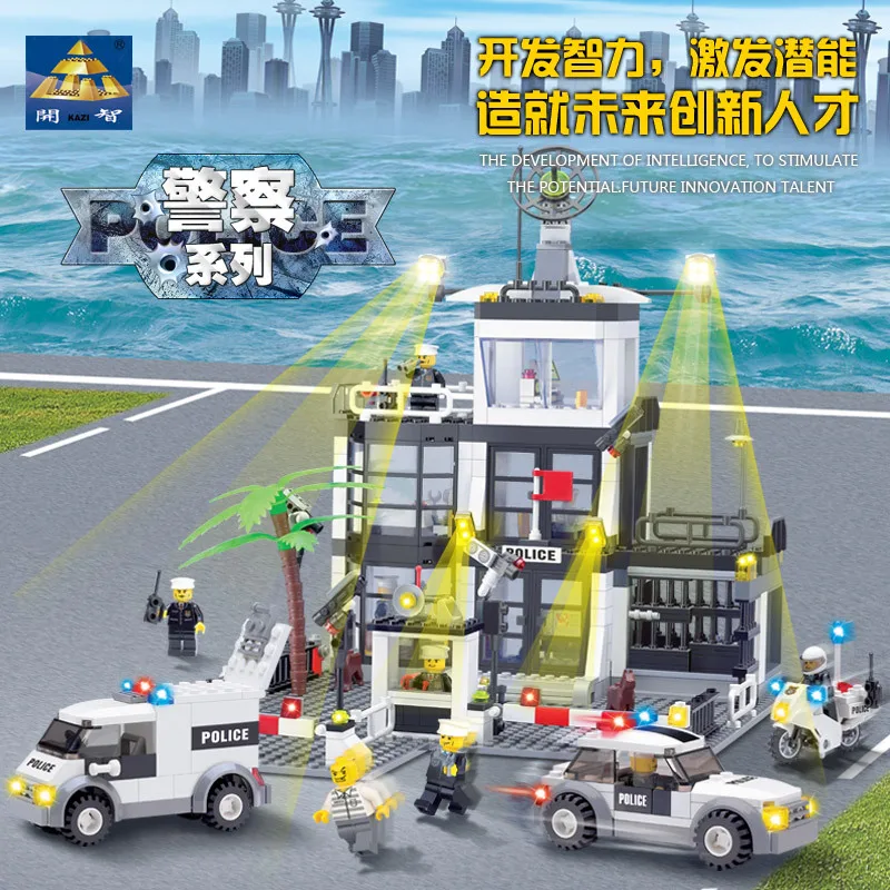 KAZI 631 шт. строительные блоки для городской полиции модель экшн-фигурка детские