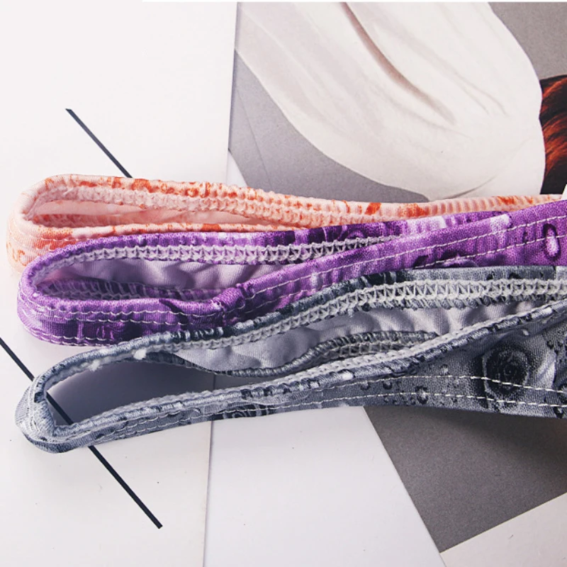 Мужские трусы стринги и AIIOU черные джоки с принтом в виде роз Тонги для мужчин гей