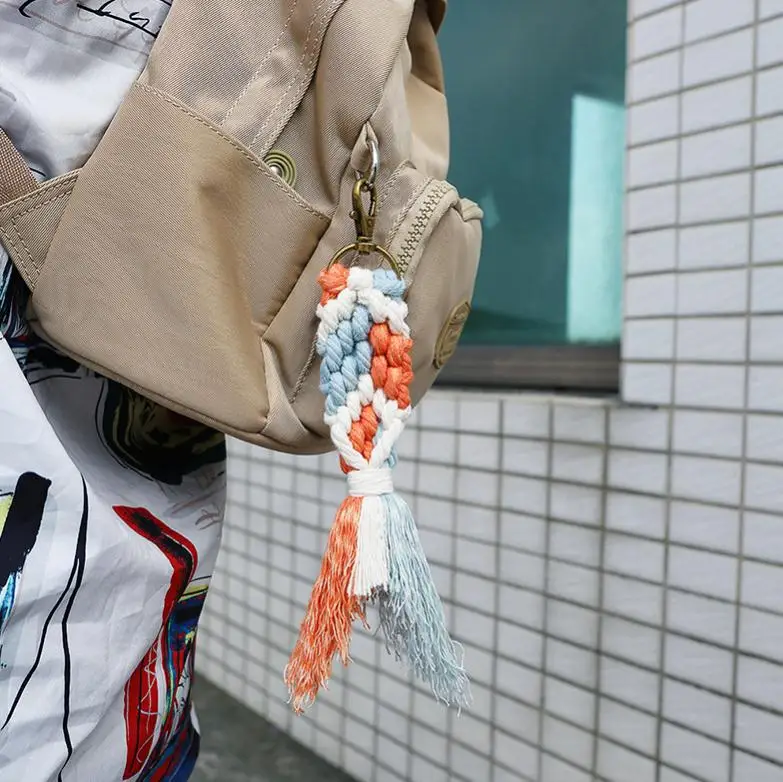 

Hand-woven Backpack Keychain Chain Creative Colorful Good Luck Mermaid Ornaments For Women