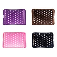 portable electric hot water bag with polka dot plush cover explosion proof heating bottle charging winter hand warmer