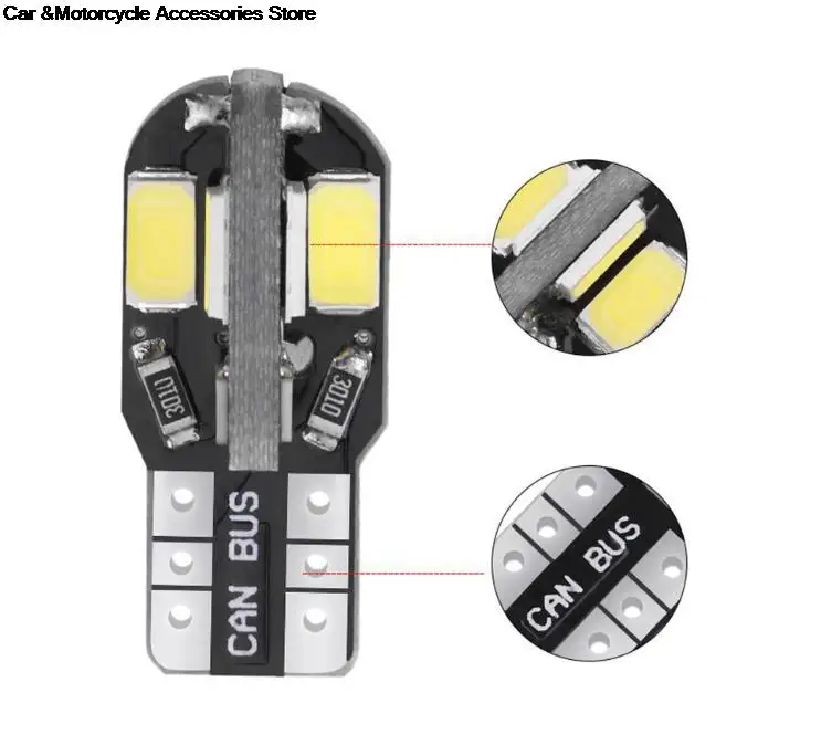 От DHL 1000 шт. Canbus безотказная T10 T15 W5W 194 SMD Светодиодная лампа 5630 5730 t10 8 8smd 400 люмен