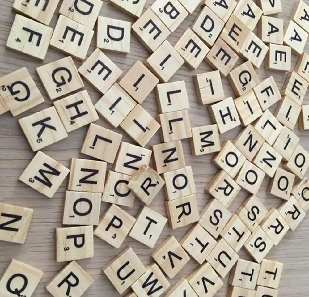 100 шт. английские слова деревянные буквы алфавитная плитка черные скрабли и цифры