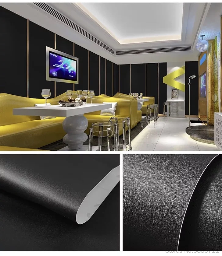 

Black Gray Solid Matte Vinyl Self adhesive Wallpaper DIY Wall Sticker Waterproof Home Decor Movie Living Room Kitchen Door Poste