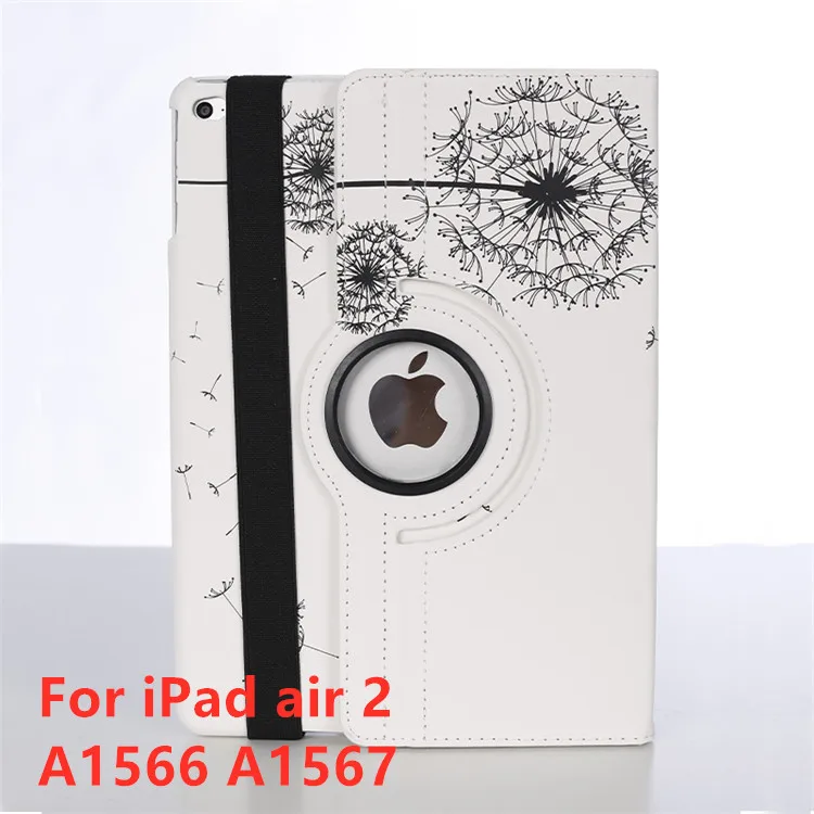 360 Вращающийся чехол с принтом для apple ipad 9,7 чехол с одуванчиком для ipad Air 2 подставка с цветком - Цвет: White ipad air 2