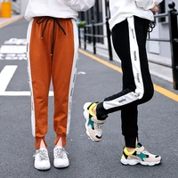 girls sweatpants spring pants 2021 new casual harlan loose girls teens joggers with side stripe cotton trousers