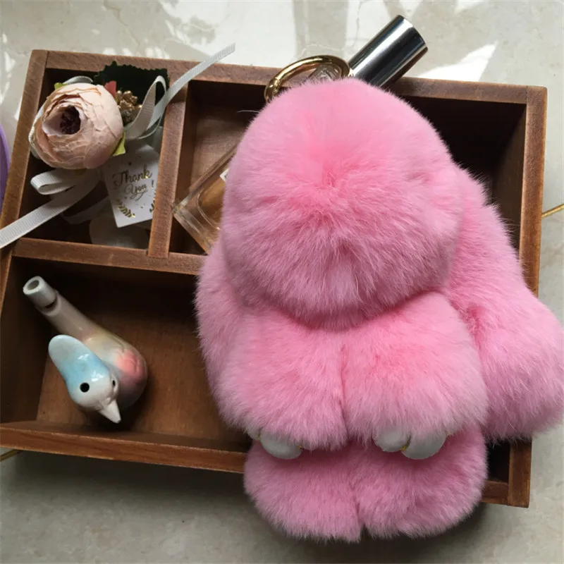 18 см большие размеры пушистый мех кролика рекс брелок для женщин сумки кулон