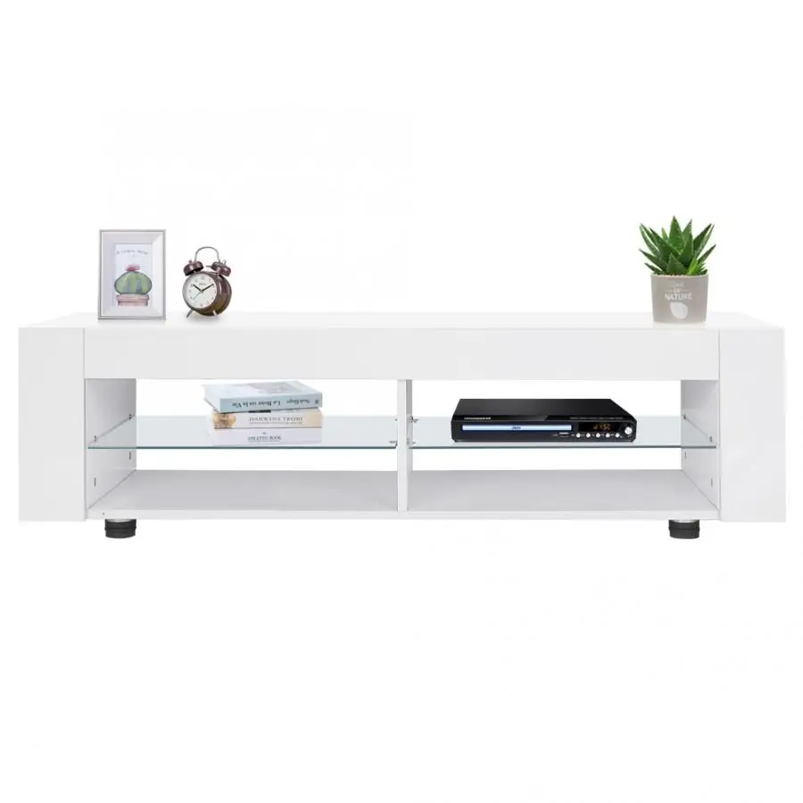 New Arrive TV Stand High Gloss Cabinet with LED Lights Modern Media Console Remote Control |