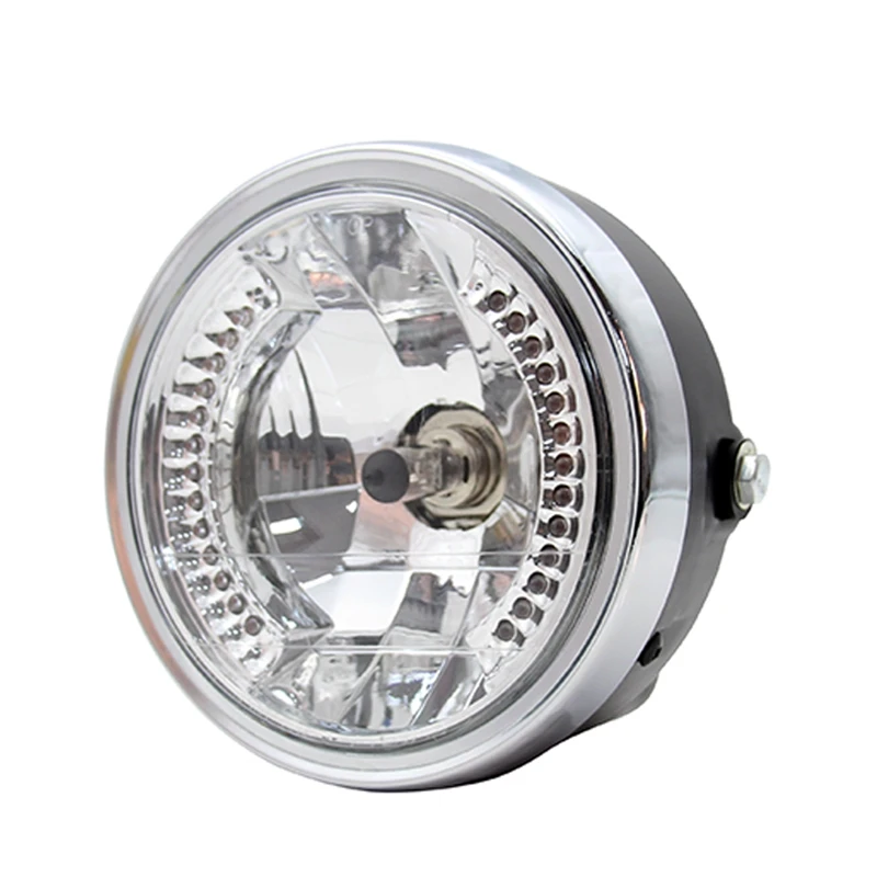 

Motorcycle Modified Retro Headlights 8 Inch Angel Ring Headlights for Chopper Far Near Light Steering Headlights