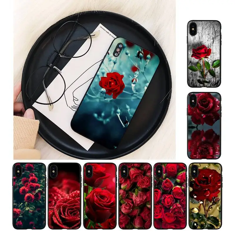 

Bright Red Roses Flowers wallpaper Phone Case For iPhone 11 8 7 6 6S Plus X XS MAX 5 5S SE 2020 XR 11 pro DIY Custom Cover