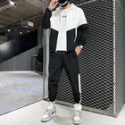 Мужской повседневный костюм-двойка, спортивный костюм составного кроя в Корейском стиле, в стиле хип-хоп, в стиле колледжа, китайская уличная одежда для фитнеса, 2021, XS-3XL